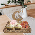 Miniatyrbillede 3 af 5: Træ Eid Mubarak madbakke Ramadan dekoration til hjemmet islamisk Ramadan Kareem muslimsk festdekoration