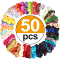 Miniatyrbilde 1 av 3: 50 stk. kvinner jente gave hår scrunchies assortert farge myk fløyel elastisk bånd