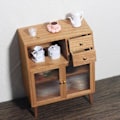 Pikkukuva 2 / 5: 1/12 Miniatyyri Simuloitu Puinen Kaappi Lukot Mini Kaappi Huonekalut Tarvikkeet Pähkinä