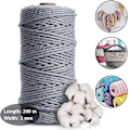 Miniatyrbild 2 av 5: Macrame Bomullsgarn 3mm X 200m Macrame Rep Macrame Snöre Bomullsrep.för Dröm