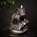 Miniatyrbillede 3 af 3: Elefant Røgelseholder Med 20stk Tilbageflow Røgelse Kegler, Asien Keramisk Røgelseholder Tilbageflow