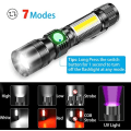 Miniatyrbilde 2 av 2: Magnetisk svart lys LED UV lommelykt med 7 moduser - USB oppladbar