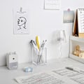 Miniatyrbillede 3 af 5: 2 stk. gennemsigtig akryl blyant pen holder kop, makeup børste holder akryl skrivebordstilbehør 8,5 x 8,39 x 4,37 tommer