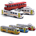 Miniatyrbillede 4 af 4: Blå Klassisk Tog Tram Diecast Musik Udviklings Børn Legetøj Red Grey