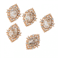 Miniatyrbillede 4 af 5: 5 Legering Ovale Cabochon Acryl Krystal Knapper Til Smykkefremstilling I Hvid
