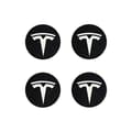 Lämplig för Tesla Model 3 hjulnavkapsel logotyp - svart silver logotyp (fyra-pack)