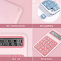 Miniatyrbillede 5 af 5: Bordberegner, 12-cifret stort display Batteri LCD-display Kontorberegner - Pink