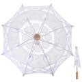 Miniatyrbillede 1 af 2: Hvid Brudeparasol i Bulk - Hvid Parasol til Bryllup - Blonder - Brudebruser