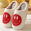 Miniatyrbillede 1 af 3: Smiley Face Tøfler til Kvinder - Smilende Tøfler - Happy Face Tøfler - Retro Smiley Face Bløde Plys 36-37 Red