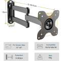 Miniatyrbilde 3 av 5: Tv-veggfeste svinges, vippes og forlenges, Full Motion Tv-veggfeste for de fleste 13-30 tommers flate og buede TVer, holder opptil 10 kg, Vesa 100x100mm/75x75mm (13-30-
