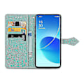 Miniatyrbild 3 av 5: Oppo Reno6 Pro 5g Fodral Läder Plånboksfodral Präglad Mandala Magnetiskt Flip-skydd Stöttåligt - Grön