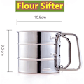 Miniatyrbillede 2 af 5: Melsifter, Rustfri Stål Sifter til Bagning, Dobbeltlags Sifter, Pulver Sukker