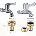 Miniatyrbillede 2 af 5: Havehane Messing Vandhane Connector, 1/2 Tomme Og 3/4 Tomme 2-i-1