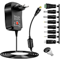 Miniatyrbilde 1 av 5: Casle Eu-kontakt, 30 W, universell AC-adapter, 3 V, 4,5 V, 5 V, 6 V, 7,5 V, 9 V, 12 V, AC DC, lader med 5 V, 2,1 USB-port