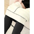 Miniatyrbillede 5 af 5: Fuldt Dækkende Sherpa Foret Varme Plus Leggings Høj Talje Casual Stræk Leggings Kvinders Tøj Sort L grey S
