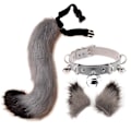 Miniatyrbild 1 av 5: Hårklämmor Cocker Tail Djur Element Justerbar Konstgjord Päls Solid Varghals Öron Krage För Cosplay (Färg: Grå)