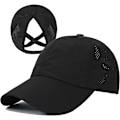 Miniatyrbillede 1 af 5: Kvindernes Crossover Ponytail Baseball Cap Justerbar Høj Messy Bun Pony Hat Hurtigtørrende Cap