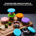 Miniatyrbillede 3 af 4: 1/2/3/5 Bred Stålkop Dressingbeholder Forsegling Salatdressing Kopper Green lid 1 Pc