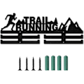 Miniatyrbild 2 av 5: Trail Running Medaljhängare Display Sportmedaljhållare Svart Trä Tävling Väggmonterad Hylla Ramkrok Bandvisning Spring för Hemmärke 2 Rader O