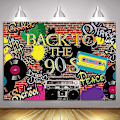 Pikkukuva 1 / 5: Takaisin 90-luvulle -teemajuhlan taustat Hip Hop Graffiti Retro -seinäkoriste Banner Radio Cd Muotivalokuvaus Tausta 90-luvun väri Graffiti Juhlan koriste