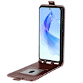 Miniatyrbild 2 av 5: Vertikal flip PU läderfodral för Honor 90 Lite 5g / X50i 5g, vertikalt flip skyddande fodral med kortplats Brown