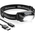 Miniatyrbillede 1 af 4: Efterårstilbud, genopladelig LED-hovedlampe, kraftig vandtæt hovedlampe med 5 lystilstande, ultralette justerbare hovedlamper til børn til fiskeri
