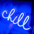 Miniatyrbillede 4 af 5: Chill Neon Skilt Blå Led Skilt Chill Neon Vægskilt 14'' x 7'' Bogstav Neon Skilte til Vægs Dekoration Neon Lys til Soveværelse Bar Hotel Spilrum