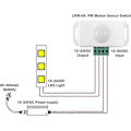 Miniatyrbild 5 av 5: DC 12V/24V 8A Kropps Infraröd PIR Rörelsesensor Strömbrytare LED Ljusremsa Automatisk, PIR Sensor LED Rörelsesensor Strömbrytare