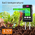 Miniatyrbilde 4 av 5: 6-i-1 Jordtester LCD Jordmålingsenhet Tester PH-verdi Temperatur Lys Fuktighet js