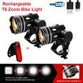 Miniatyrbillede 1 af 3: Z30 15000lm T6 LED-lygte til cykel/cykel/lygtesæt USB genopladelig forlygte/lommelygte vandtæt zoombar cykellys 2 front lights +056
