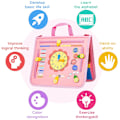 Miniatyrbild 3 av 7: Montessori-leksak för småbarn, 4-lagers aktivitetsbräda, sensorisk leksak, Montessori-leksaker för pojkar 3 4 år, lär sig grundläggande livsfärdigheter Pink clip clock model