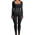 Miniatyrbillede 1 af 2: Udsalg - Dame Jumpsuits Dame Yoga Jumpsuits Workout Ribbed Langærmet Sport Jumpsuits Ny Black L