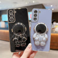 Miniatyrbillede 2 af 5: 6d Plating Astronaut Hidden Stand Case Cover Kompatibel Samsung Galaxy S23 Ultra/s23 Plus/s23 Med Kamera Beskytter Black S23 Plus