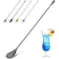 Miniatyrbillede 1 af 8: Cocktail Ske, Rustfrit Stål Bar Teske Lang Skaft Cocktail Shaker Spiral Design Perfekt til Omrøring og Lagdeling af Drikke (Sort) black