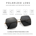 Miniatyrbilde 4 av 5: Rimless solbriller for kvinner, store polariserte solbriller, Fas