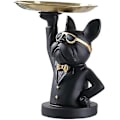 Miniatyrbillede 1 af 5: Cool Bulldog Skulptur Fransk Statue Med Rustfrit Stålbakke, Statue, Borddekoration, Mode, Møblering, Multifunktion, Skrivebordsopbevaring