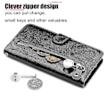 Miniatyrbild 3 av 3: Plånboksfodral för Samsung Galaxy Note 20, premium PU-läder, magnetiskt stängning, kortplatser, stativ, blixtlåsförsedd ficka, mjukt TPU-skyddsfodral - Svart