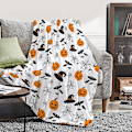 Miniatyrbillede 2 af 5: Tæppe Halloween Dekoration Græskar Fleece Letvægts Kast Gave Til Fødselsdag Jul Bløde Flannel Tæpper Til Alle Sæsoner Seng Sofa-40x50 Tommer
