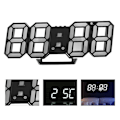 Miniatyrbillede 5 af 5: Moderne 3d LED vægur, moderne digitalt bordalarmur, nattelyslampe, sort