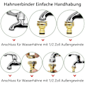 Miniatyrbillede 4 af 5: Havehane Messing Vandhane Connector, 1/2 Tomme Og 3/4 Tomme 2-i-1