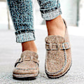 Miniatyrbilde 1 av 4: Kvinners Casual Comfy Clogs Suede Slip On Sandaler Sommer Hjemmekontor Sko Khaki 37