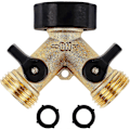 Miniatyrbillede 1 af 5: Haveslange Splitter 2 Vejs, Kraftig Messing Kobling Vandhane Splitter, Y Splitter 2 Ventiler