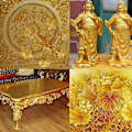 Miniatyrbild 4 av 5: 100 st/set 24k guldbladsark för konst hantverk design förgyllning inramning skrot RED