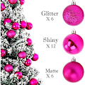 Miniatyrbilde 3 av 4: 24 stk julekulepynt til jul juletre - Mini Shatter rose red