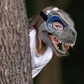Miniatyrbilde 1 av 2: Yaju Dinosaurmaske Jurassic World Raptor Dinosaur Tilbehør Dino Cosplay Rekvisitter Festival Karneval Gaver (1 stk, blå)