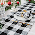 Miniatyrbillede 4 af 5: Buffalo Plaid Serviet 12x12inch, sæt med 10, sort og hvid ternet serviet