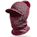 Miniatyrbilde 4 av 4: Hette, skjerf og maske i ett - Slouchy fleece-lue for kvinner, varm vinterstrikket lue