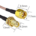 Miniatyrbillede 2 af 5: 2 stk SMA-kabel 4G Antenne Forlængerkabel SMA 3ft til DAB Bilantenne