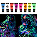 Pikkukuva 1 / 4: 8 Putkea 10ml/0.34oz UV Neon Kasvo- ja Kehonmaali 8 Väriä Neon Fluoresoiva UV Mustavalossa Hohtava Turvallinen Ei-