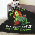 Miniatyrbillede 4 af 4: The Grinch tæppe blødt hyggeligt gaver julefest soveværelse dekoration 1